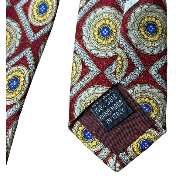 Valentino Vintage Handmade Italy 100% Silk Tie Geometric Wide Designer Logo - Picture 6 of 9